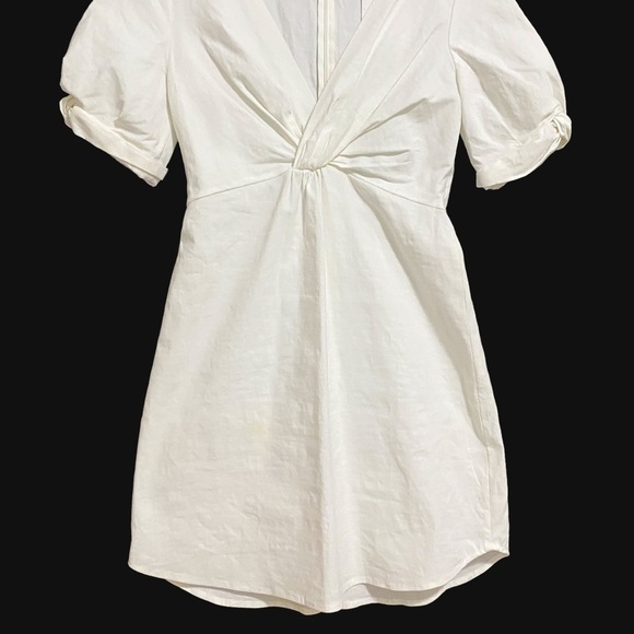 NWT‎ A.L.C. Mirren Twist-Front White Linen Mini Dress - Picture 6 of 14
